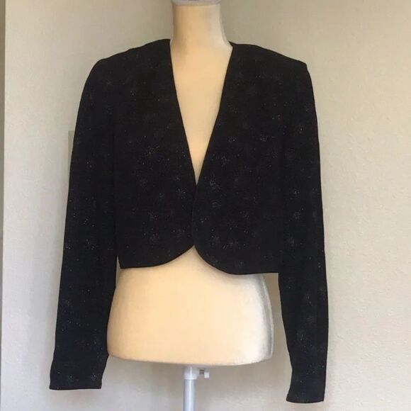 Onyx Nite Jackets & Blazers - Vintage Onyx Nite Black Sparkle Blazer Size 18